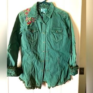 Ryan Michael snap embroidery shirt medium